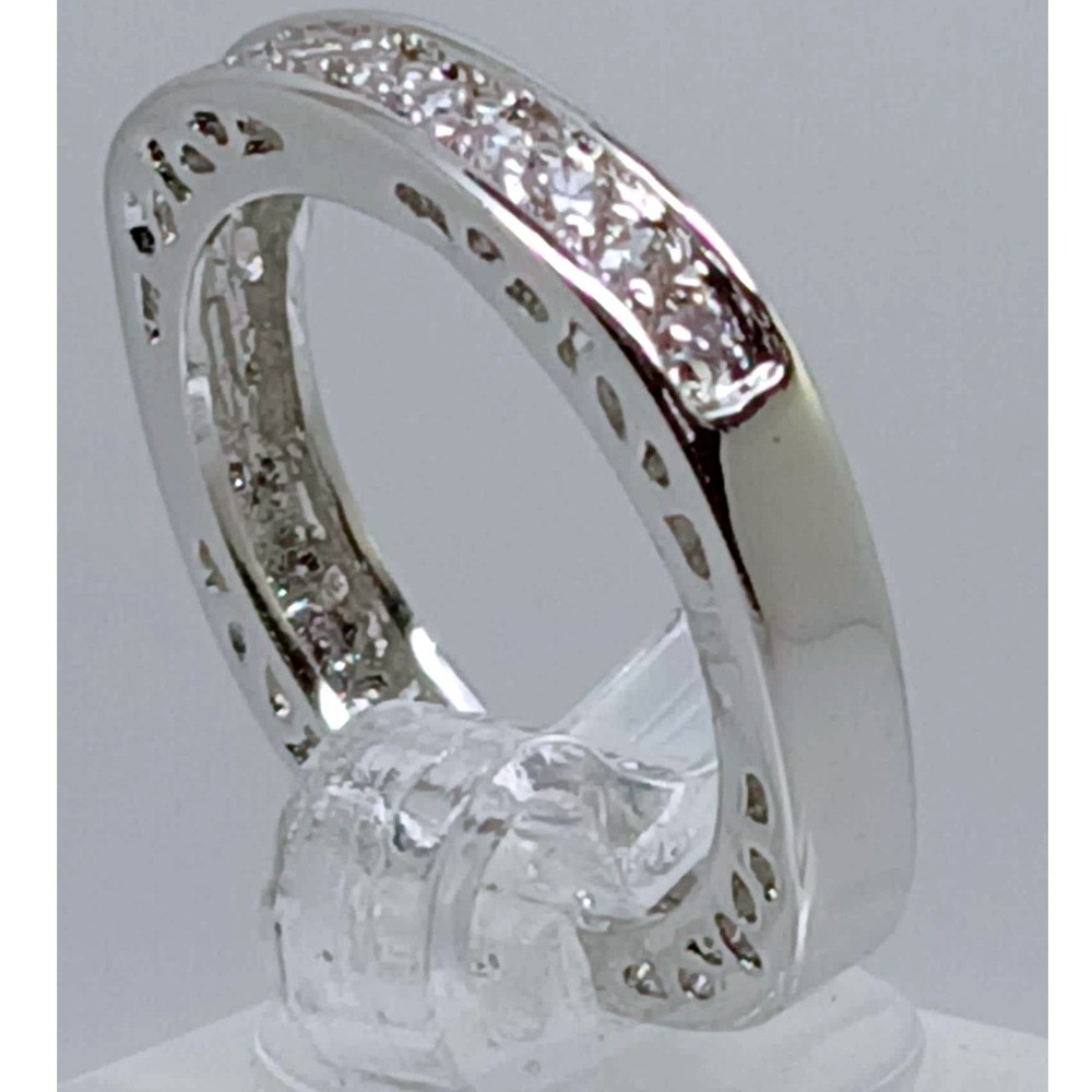 Unique Vintage White Gold GP Round Cut Sim Diamond CZ Stack Wedding Ring‎ Size 8
